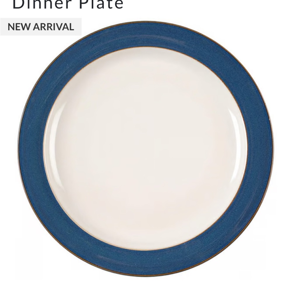 SOLD Denby 6 vintage Boston Blue Rimmed Dinner Plate